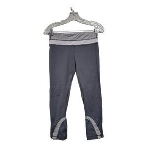 Lululemon Women's Cropped Black Purple Mesh Yoga Leggings Pants Size 6